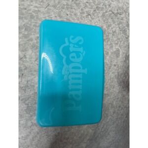 Vintage Pampers Travel Baby Wipes Case Reusable Plastic Container Blue 8x5